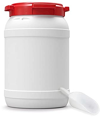 DIE BOX FABRIK Futtertonne für Tierfutter mit Deckel & Schaufel | Große Öffnung | Tierfutterbehälter | Futtercontainer | Futterbox | HDPE | Top-Qualität (20 Liter)