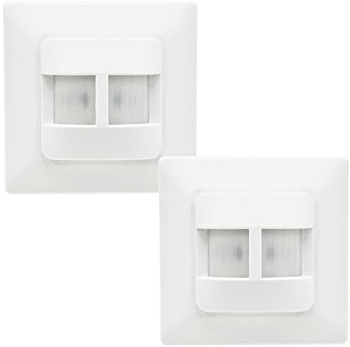 Détecteur de mouvement 180° encastré intérieur 2 fils remplace un interrupteur, portée de 9 m, compatible LED, blanc