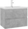 vidaXL Mueble con Lavabo Armario Tocado Fregadero Aseo Cuarto de Baño Inodoro Ducha Bañero Mobiliario Robusto Estable Contrachapada Gris Hormigón