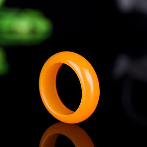 YZDKJ Natürliche gelbe Jade Ringe Echt Stein Jade Ring Jadeite Jade Für Männer Ringe Für Frauen Nickel Frauen Jade Schmuck (Ring Size : 9)
