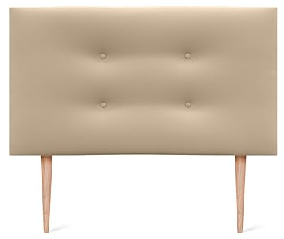 DHOME Kunstleder oder Stoff Kopfteil AQUALINE Pro mit 2 Reihen von Schaltflächen und Füßen gepolstertes Kopfteil Luxus Bett (90x105cm Mit Füßen (Betten 70/80/90), Kuntsleder Beige)