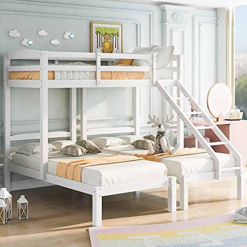 LTGB Bunk Bed Triple Sleeper with Side Ladder for Children and Teens 3FT, Ideal for Any Room,White (90x190cm,90x200cm)【UK Fast Shippment】