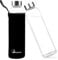 Bugucat Borosilicate Glass Water Bottle 1000ML,Reusable Stainless Steel Lid Drinking Bottle with Protective Sleeves,Juice Beverage Container BPA-Free Leak Proof for School Sport Yoga Hot Cold Drinks