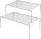 IPEGTOP Küche-Schrank-Organisator, Set von 2 großen (40 x 24 cm) rostfreien Edelstahl-Gitternregalen für Gewürze, Schränke, Arbeitsplatten und Utensilien (Chrom)