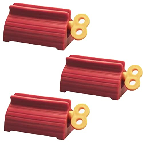 A&H Zier 3er-Pack Zahnpastaquetsche ABS Zahnpasta-Spender Extra große Tube Roller Squeezer Manueller Zahnpasta-Halter für Badezimmer (Red)