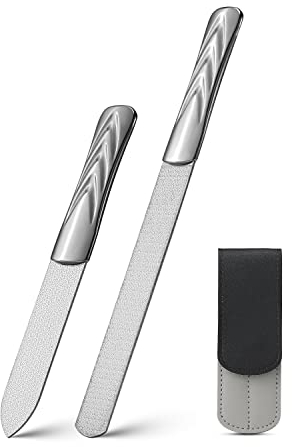 FVION Lime per Unghie in Acciaio Inossidabile - 2 Pezzi Lime Professionali per Unghie Doppia Faccia, Limetta Unghie in Metallo per Manicure e Pedicure - Large