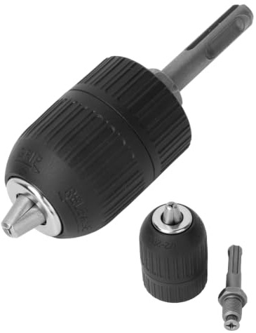Tissting Selbstsicherndes Schlüsselloses Bohrfutter, 2–13 mm Schnellspannbohrfutter 1/2–20 UNF Bohrfutter mit Rundem Verbindungsschaft Futter Umwandlungshalter für Wechsel- und Gleichstrom 700 W
