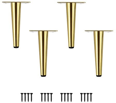 SIVIKIO Möbelfüße 4 Stück Möbelbeine Kegel Schräg/Vertikale Möbelfüße Edelstahl mit rutschfeste Gummibasis DIY für TV-Schrank Bett Sofa Badschrank
