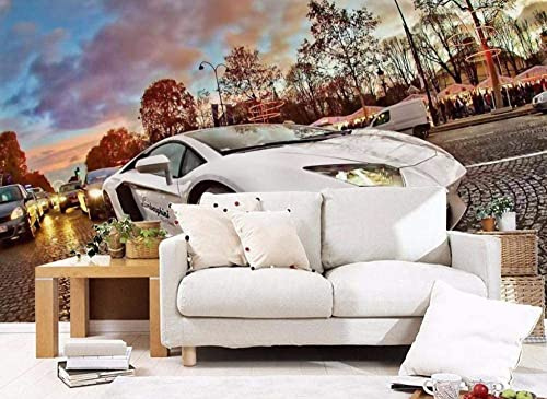 XPINGO Car Sports Car Racing Wall Murals Wallpaper for Bedroom 3D Wall Sticker Art Murals, Waterproof DIY Wall Decor for Bedroom Living Room Classroom Offices Home Decoration 350 x 256 cm
