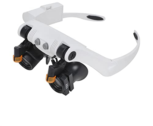Lupenbrille 3X 4X 5X 6X 7X 10X Vergrößerung Lupe Brillenlupe mit 3 x LED Licht Kopfbandlupe Vergrößerungsglas Lupe für Juwelier Uhrmacher und Feinmechanische Reparaturen