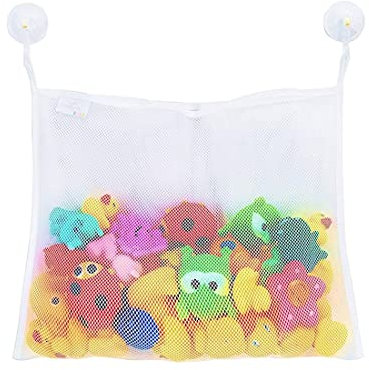 TBUQNZA Filet pour Jouet de Bain Rangement Jouets Bain, Filet de bain animaux marins, 2 Ventouses pour Installer, Poche de Rangement sans Perçage, Sac Accessoires de Bain, Lavable Facilement