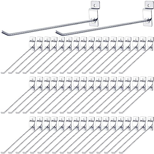 Therwen Slatwall Haken, robuste Metall-Aufbewahrungshaken, 25,4 cm, silberfarben, kommerzielle Qualität, Slatwall-Heringe für Garage, Geschäft, Einzelhandel, Display, 100 Stück