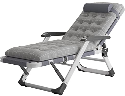 LXHLHWXF Liegen Liegenauflage Für Sonnenliege Senioren Mit Kissen Auflage Extrabreit Deckchair Liege Gartenliege Liegender Recliner Relaxliege Für Balkon Wohnzimmer, Max.150kg(Color:grau)