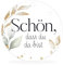 white&ivory, 50 runde Anhänger, Hangtags schön, dass du da bist | stilvolles Design: eukalyptus gold | 5cm Durchmesser | Gastgeschenke für Hochzeit Taufe Geburtstag