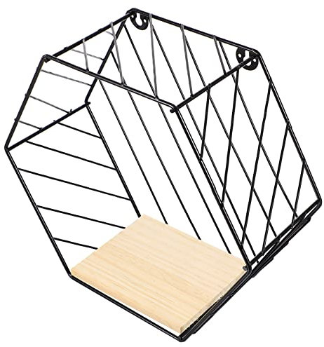 LIFKOME Estante Decoración Ribete Rejilla De Hierro Madera Montado En La Pared Colgar En La Pared
