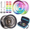 2er-Pack Responsive Jojos für Kinder Anfänger, Dual Purpose Jojo K2 Crystal mit extra unempfindlichem Yo Yo Lager + 12 YoYo Schnüre + YoYo Etui + Werkzeug zum Entfernen des Lagers - Gradient + Schwarz