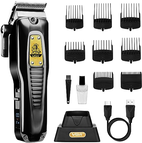 VGR Kabellose Haarschneidemaschine für Männer mit Kegelhebel und Turbo-Modus, professionelles Herren-Haarschneide-Set mit Keramikklingen, wiederaufladbar