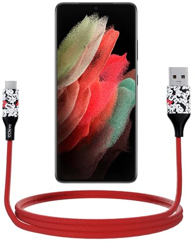 iJoy Disney Minnie Maus 6FT USB Typ C Ladegerät Schnellladung - geflochtenes USB Ladekabel High Speed Datensynchronisierung universell kompatibel