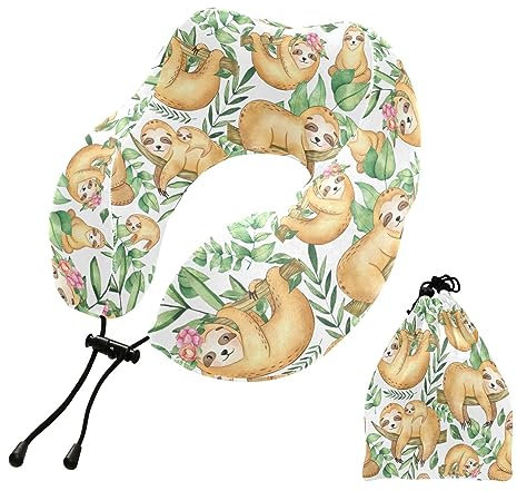YOUJUNER Reise-Kissen Nette Faultier Memory Foam Nackenkissen Stützkissen Nackenkissen