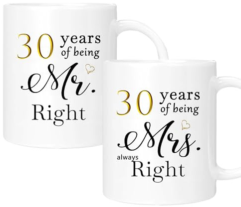 30 Year Anniversary Coffee Mug Gifts Set of 2 with Gift Box Packaging | 30 Year Anniversary Couple Gifts for Parents, Women, Men, Her, Him, Wife, Husband, Mom Dad, 30th Anniversary Decorations Gift