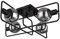 GLOBO Deckenleuchte schwarz Industriell Deckenlampe Retro rauchfarben Wohnzimmerleuchte Glas Kugeln, Metall, 4 Flammig E14, LxBxH 61x61x20 cm