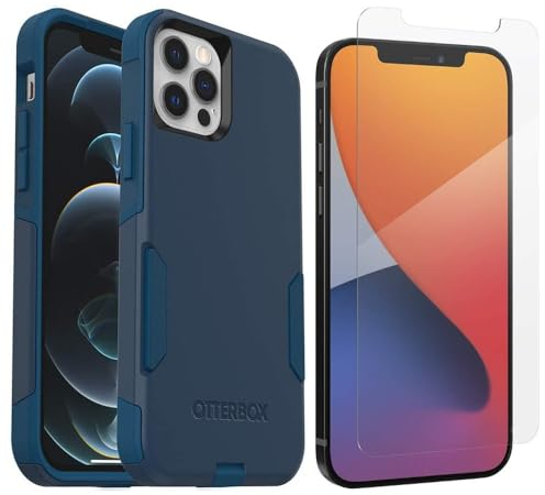 OtterBox Commuter Series Case for iPhone 12 & iPhone 12 Pro - Bespoke Way Blue | Only, with Zagg Glass Elite+, Clear Screen Protector, Non-Retail Packaging