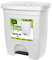 AC - Cubo de Basura Ecológico 35L - Plástico resistente - 1 compartimento y pedal - Contenedor de residuos, papelera reciclaje - Fabricado en España (Blanco - 45 x 39 x 31 cm)