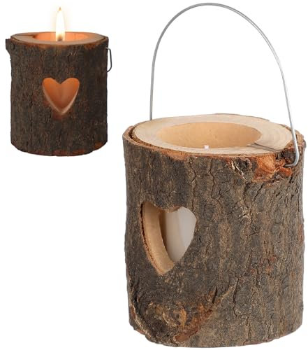 STOBAZA Valentinstag-Atmosphäre Licht-Kerzenhalter Party-Dekoration Teewachs-Kerzenbecher Aus Holz (Herz + Kerzenbecher)