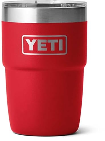 YETI Rambler Cup, Vacuum Insulated Stainless Steel Stackable Cup with Magslider Lid, Rescue Red, 8 oz (236 ml)