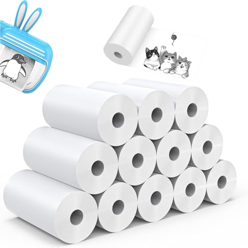 Kids Sofortdruck-Kamera-Fotopapier, 12 Rollen, 57 x 30 mm, HD kernloses Thermodruckpapier, BPA-frei, Thermodruck-Nachfüllpackungen ohne Toner