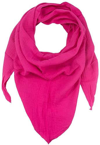 fashionchimp BASIC-Dreieckstuch in Uni-Farben aus 100% Baumwolle, Dreieck Musselin-Schal, leichtes Tuch für Damen und Herren (Pink)