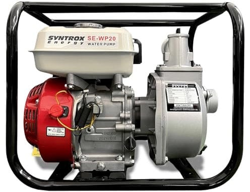 Syntrox Energy 6,5 PS Benzin Hauswasserwerk Schmutzwasserpumpe Gartenpumpe Pafuro, Gartenbewässerung, Wasserpumpe für abgelegene Gebiete, Benzinmotor, mit großem Tank, für Feldbewässerung