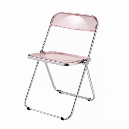 ALEjon Lebendige Klappstühle in klar und rosa, strapazierfähiges Acrylmaterial, 300 lbs Kapazität, verchromter Rahmen, 2er-Set