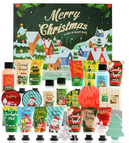 2025 Advent Calendar Christmas Gifts For Women, 24pc Spa Sets For Her, Hand &Foot Cream, Bubble Bath,Shower Gel, Body Lotion, Soap, Christmas Tree Bath Bomb, Christmas Countdown Calendar Gift Set