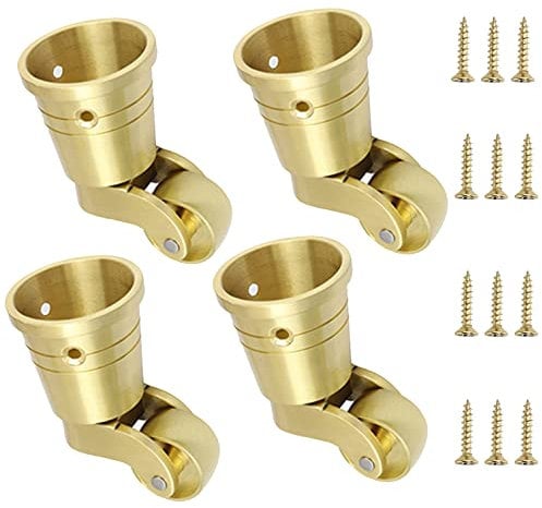 Massive Messing-Möbelrollen im Cup-Stil, 360° antik polierte Messing-Möbelrollen, Universalrollen für Möbel, Schränke, Sofas, Rollwagen, Stühle, Betten, Tragkraft 150 kg, 4 Stück (31 mm/1,22