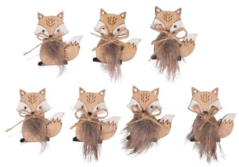 Rayher Holz-Streuteile Fuchs, 7 Stück, 3,5 x 4 cm, mit Klebepunkt, sortiert, Holz FSC zertifiziert, Holzstreuer Tischdeko, Tischstreuer, Streudeko, 46762000