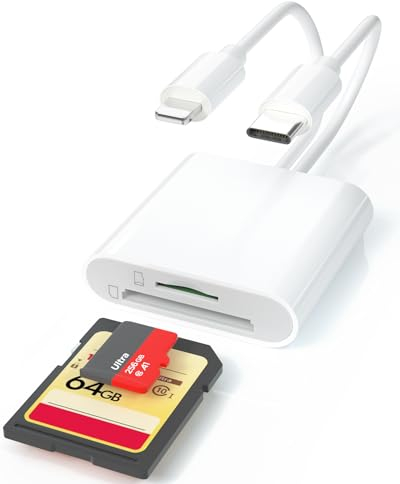 USB C Kartenleser, SD Kartenleser für iPhone 15, Typ C Kartenlesegerät Adapter für iPhone SD Kartenleser Geräte mit TF & SD Kartensteckplätzen für iPhone 15, Galaxy S23, unterstützt SDHC/SDXC/MMC