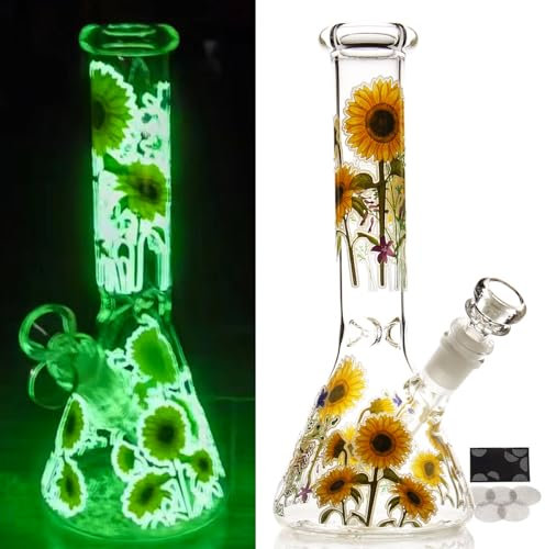 Glass Bong with Tornado percolate,Green Water Bongs with 14.5mm Bong Bowl Height 26cm Weight 400g Glass Pipe for Smoking Hookah Glass Bongs Oil Rig Smoking Pipe (Gelbe Bong)