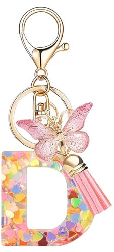 Porte clés Initiale Porte clé pour Femme Fille Personnalisée Lettres Keychain - D