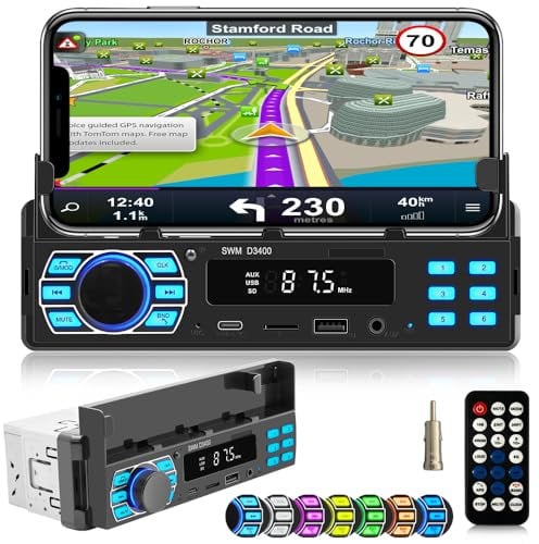 iFreGo autoradio bluetooth,1 din radio auto, vintage autoradio, stereo auto bluetooth,supporta vivavoce lettore, Freisprecheinrichtung mit Handyhalterung,MP3/radio FM,USB/WMA/WAV/TF telecomando