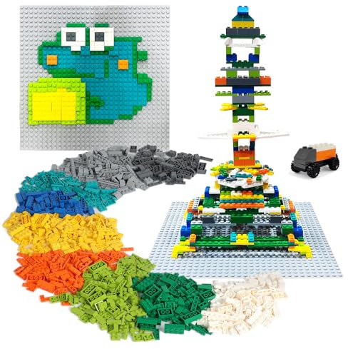 ekuzi Imagination-Building Blocks Set für Kinder,kompatibel mit Steine - Classic, Enthält Doppelseitige und Einseitige Grundplatten, Vielzahl von Zubehör, um Die Fantasie Zu Wecken