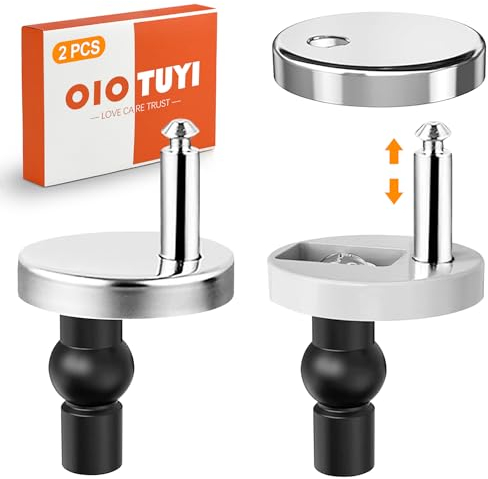 OioTuyi Lot de 2 fixations pour siège de toilette - Charnières et vis pour lunette de WC - Pièces de rechange - En acier inoxydable - Avec système d'abaissement automatique - Charnières