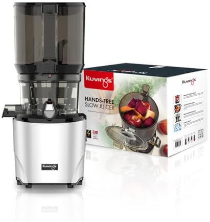 Kuvings AUTO10S Juicer - Easy Care Slow Juicer 3L Capacity & 200W Motor. Ideal for Fruit, Vegetables & Smoothie, Matt Light Silver