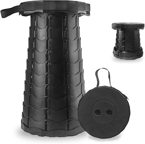 BYGD Tabouret Pliant Portable, Tabouret Pliant pour Adultes Tabouret de Camping Tabouret Pliant Camping Réglable en Hauteur Capacité de Charge 181 kg, pour Camping, Pêche, Barbecue, Noir