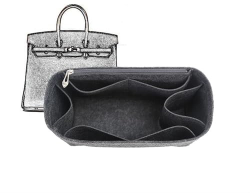 XIAOYIBAIHUOUK Taschen-Organizer, gefütterte Aufbewahrungstasche, Taschen-Aufbewahrungseinsatz, tragbare Kosmetiktasche for Hermes Birkin 25/30/35(Black Gray A,Birkin35)