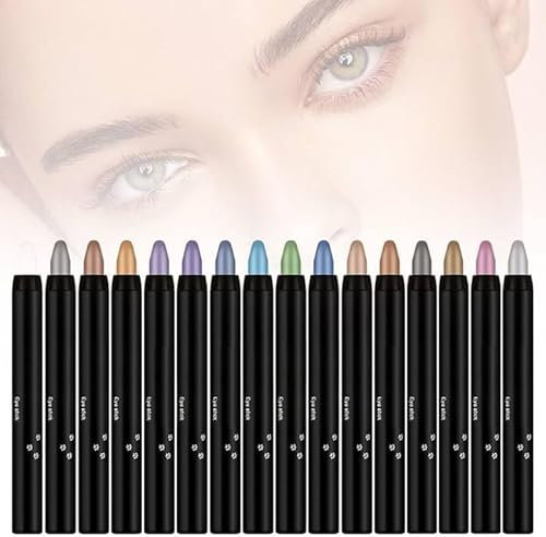 Wasserfester Glitzer Lidschattenstift, 2024 Neuestes 2 Stück Wasserfester Glitzer Lidschatten Stift, Glitter Lidschatten Stick Schimmer Glitter Perle Creme Lidschatten Stick (16 Farben Set)