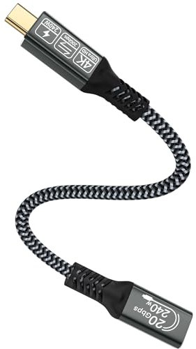 CAKOBLE alargador usb c 0.25M,extension usb c 3,2 240W 48V/5A 20 Gbps cable usb c macho hembra Vídeo 4K@60Hz compatible con iPhone 16/15 Pro Max,MacBook Pro/Air,Galaxy S24/S23
