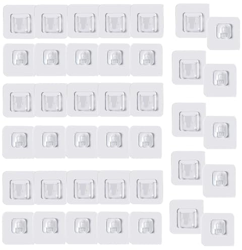 20 Sets starke, klebrige, doppelseitige Patch-Haken, Schnalle, doppelseitig, selbstklebende Wandhaken zum Aufhängen von Steckdose, Fernbedienung, Foto, Aufbewahrungsbox (5,8 x 5,8 cm)