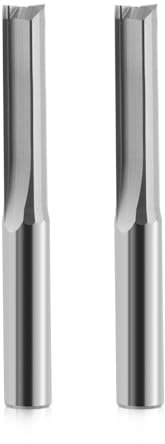 CNC Straight Router Bits 6mm Shank, 2 Flutes Straight End Mill CNC Milling Cutter, Tungsten Steel CNC Bits 25 mm Cutting Length for MDF PVC Acrylic Woodworking(Pack of 2)