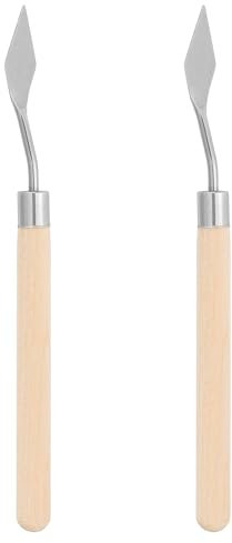PATIKIL Art Spatula, 2 Pcs 13mm Stainless Steel Small Flexible Palette Knife Painting Knife Painting Spatula Oil Painting Mixing Scraper with Wood Handle for Canvas Acrylic Painting,Yellow